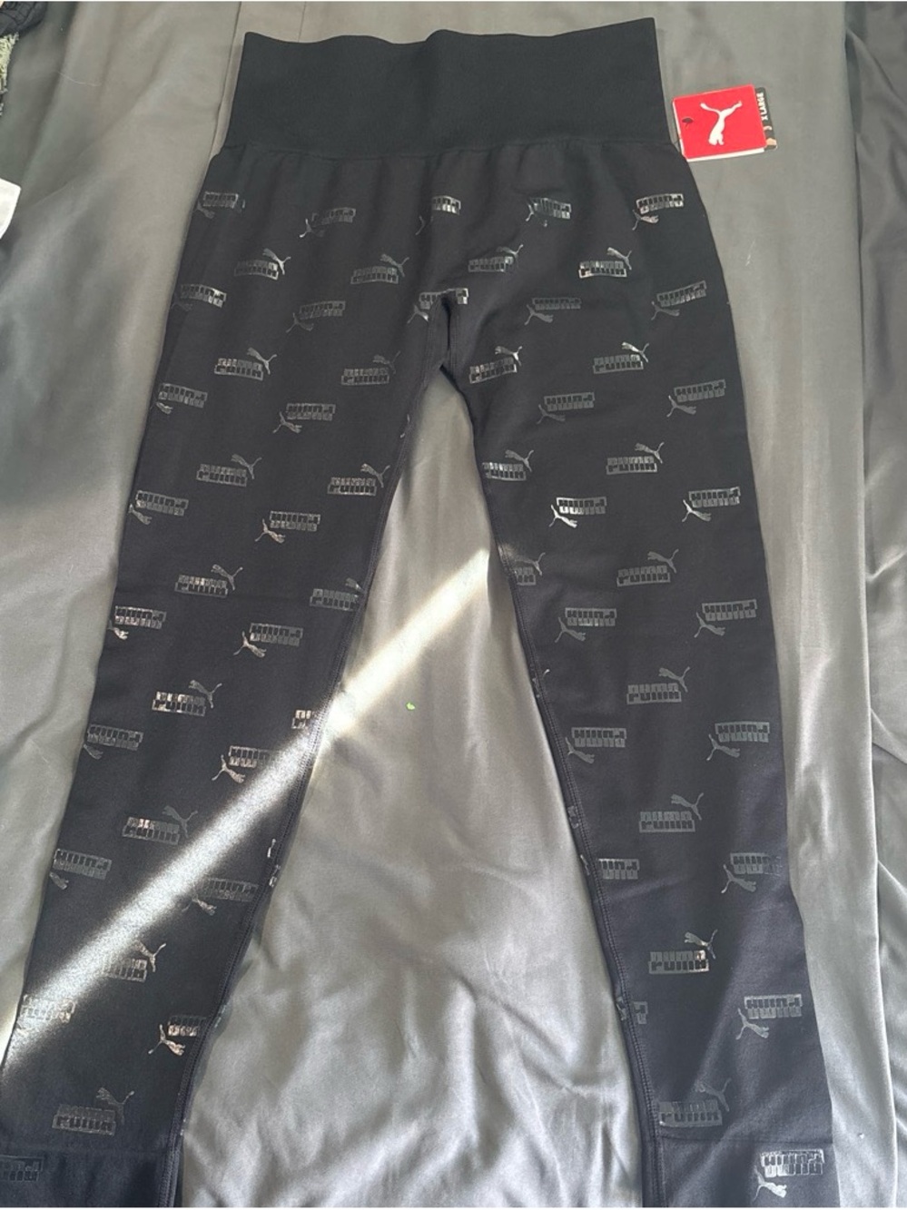 Puma Black Leggings with Metallic Logo Print